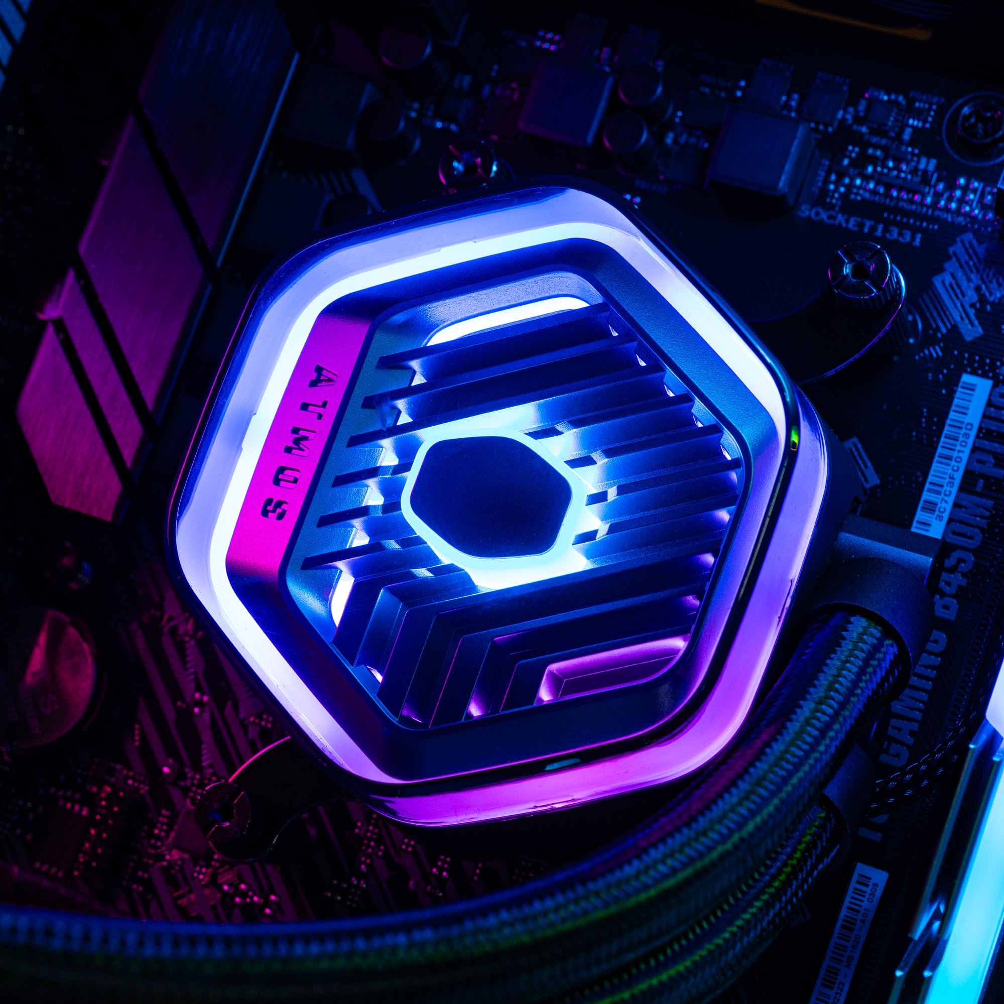 Cooler Master MasterLiquid Atmos 360 Black CPU-Wasserkühler – AIO-Wasserkühlung, Doppelkammerpumpe, vorinstallierte Sickleflow 120 Edge-Lüfter, adressierbares Gen 2 RGB, LGA1700- & AM5 – Schwarz 8