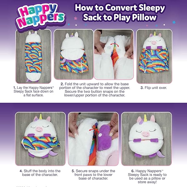 HAPPY NAPPERS PILLOW & SLEEPY SACK- COMFY, COZY, COMPACT, SUPER SOFT, WARM, ALL SEASON, SLEEPING BAG WITH PILLOW- MEDIUM 54” X 20”, TRICERATOPS