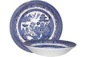 Churchill Blue Willow Coupe Soup Bowls 8", Set of 4