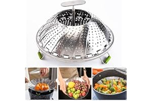 KICOFIT Vegetable Steamer Basket for Cooking Food Veggie Broccoli Meat Steamer Pot Cooker Expandable Steel Steamer (6.3"-10.3")