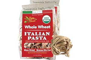 Papa Vince Organic Diabetic Friendly Pasta: Low GI Organic Whole Wheat Italian Pasta Made in Italy from Ancient Heirloom Grain. High Fiber, Slow Carb, Slow Dried, Bronze Cut, Non Enriched (Tagliatelle)