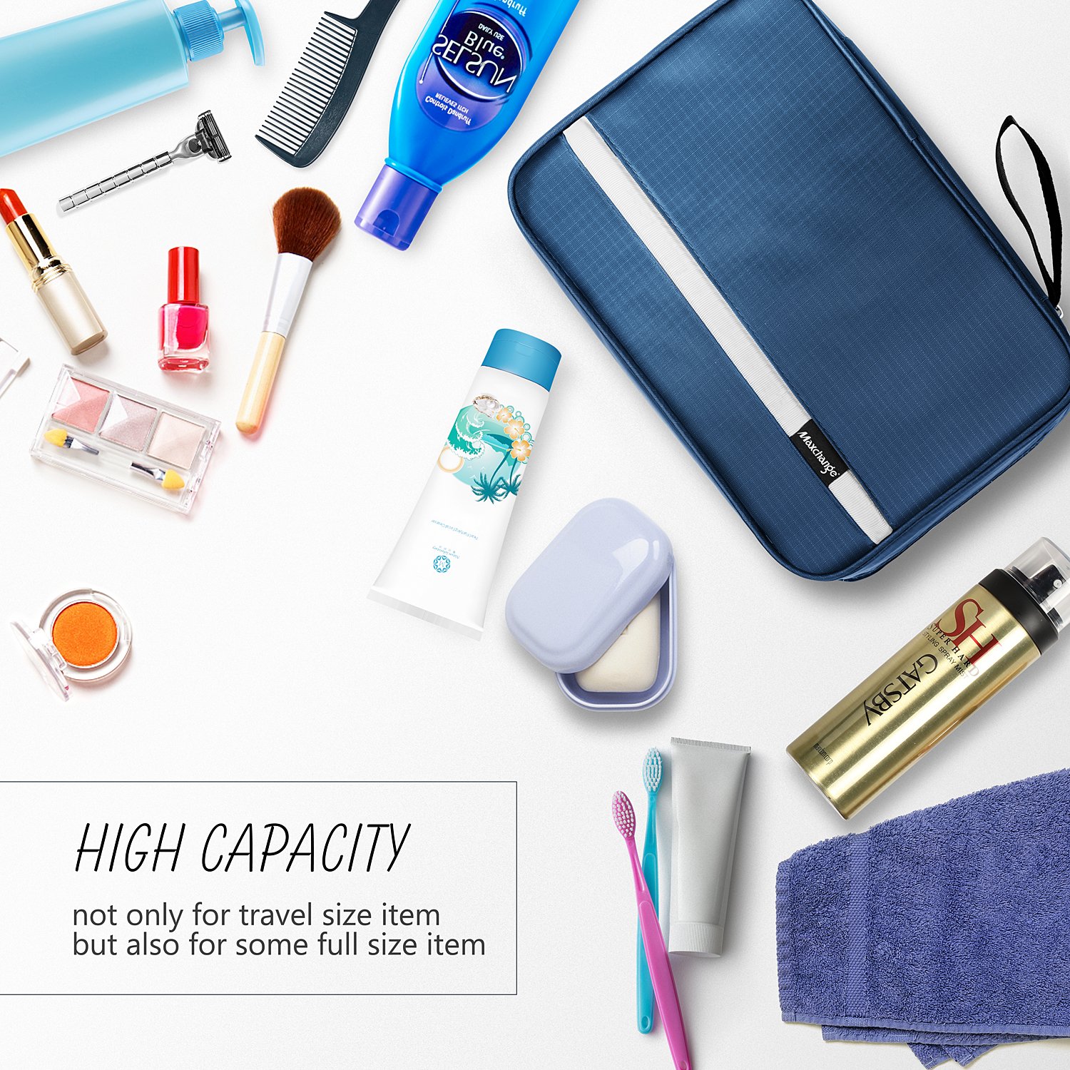 Maxchange Travel Toiletry Bag with 6.8L Large Capacity Compressible