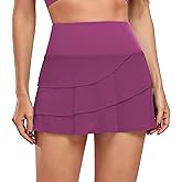 Women's Skirts Mesh High Waisted Ruffle Layered Workout Athletic Tennis Golf Skort Skirts with Pockets for Running