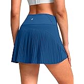 SANTINY 14" Tennis Skirt Skorts for Woman Pleated High Waited Skirts with Built-in Shorts Athletic Golf Skort