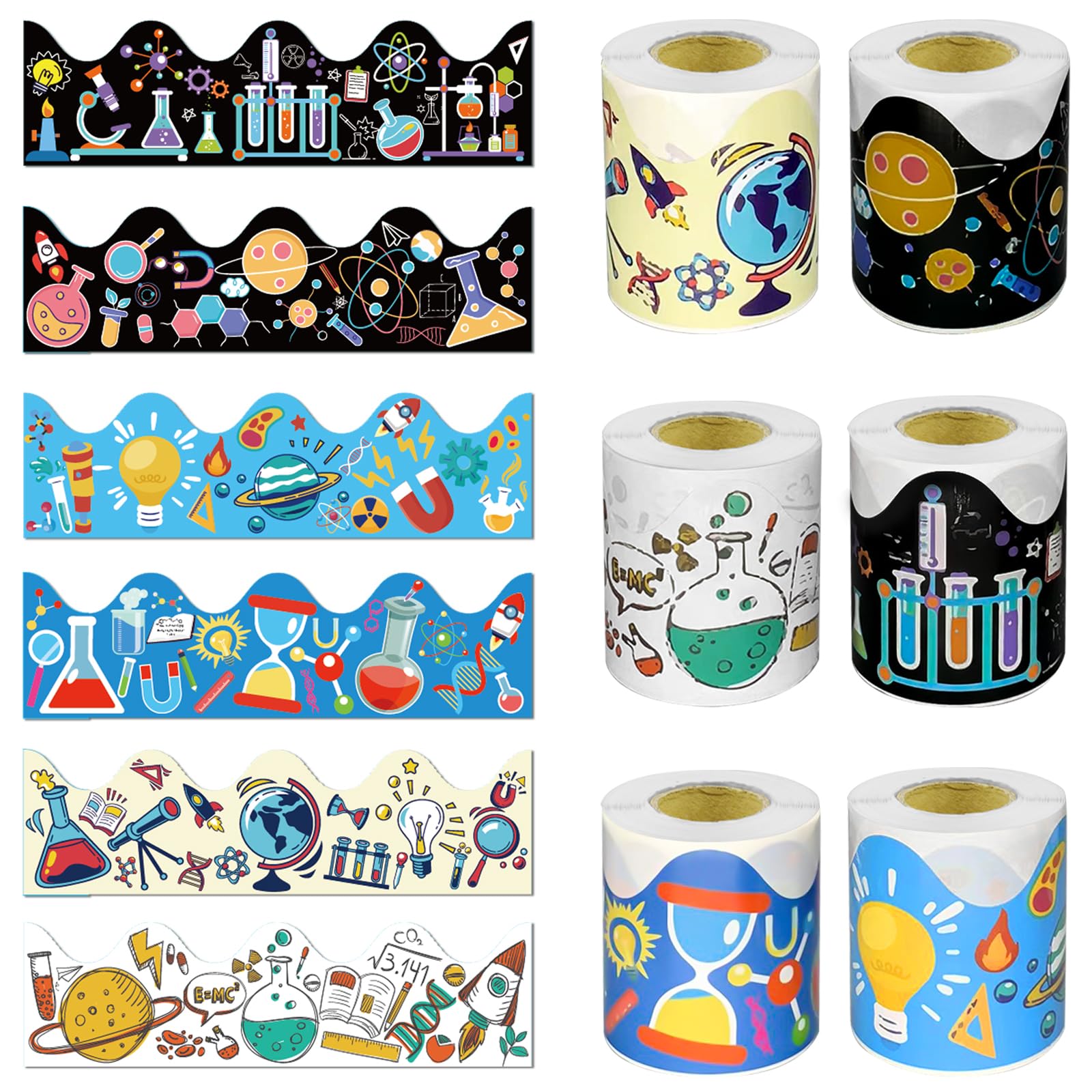 6Rolls Colorful Bulletin Board Border, Bulletin Board Decor Classroom Border for Bulletin Board Classroom Decorations, Scalloped Trim Border Classroom Bulletin for School Home, Back to School Decor