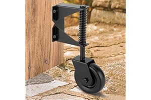 HILLMASTER 4 Inch Gate Wheel Gate Caster Kit with Spring Loaded for Wooden Fences, Heavy Duty Gate Helper Wheel Gate Support Wheel for Vinyl Swing Gates, Black