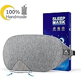 Mavogel Cotton Sleep Eye Mask - Updated Design Light Blocking Sleep Mask, Soft and Comfortable Night Eye Mask for Men Women, Eye Blinder for Travel/Sleeping/Shift Work, Includes Travel Pouch, Grey