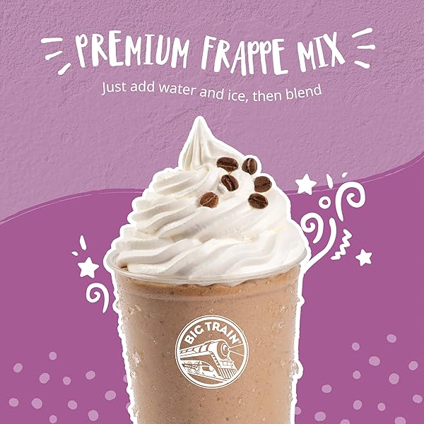 BIG TRAIN BLENDED ICE COFFEE, VANILLA LATTE, 3.5 POUND, POWDERED INSTANT COFFEE DRINK MIX, SERVE HOT OR COLD, MAKES BLENDED FRAPPE DRINKS