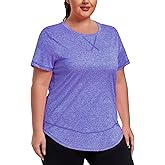 ForHailey Women's Plus Size Workout Tops Short Sleeve Loose fit Shirts Athletic Gym Yoga Clothing
