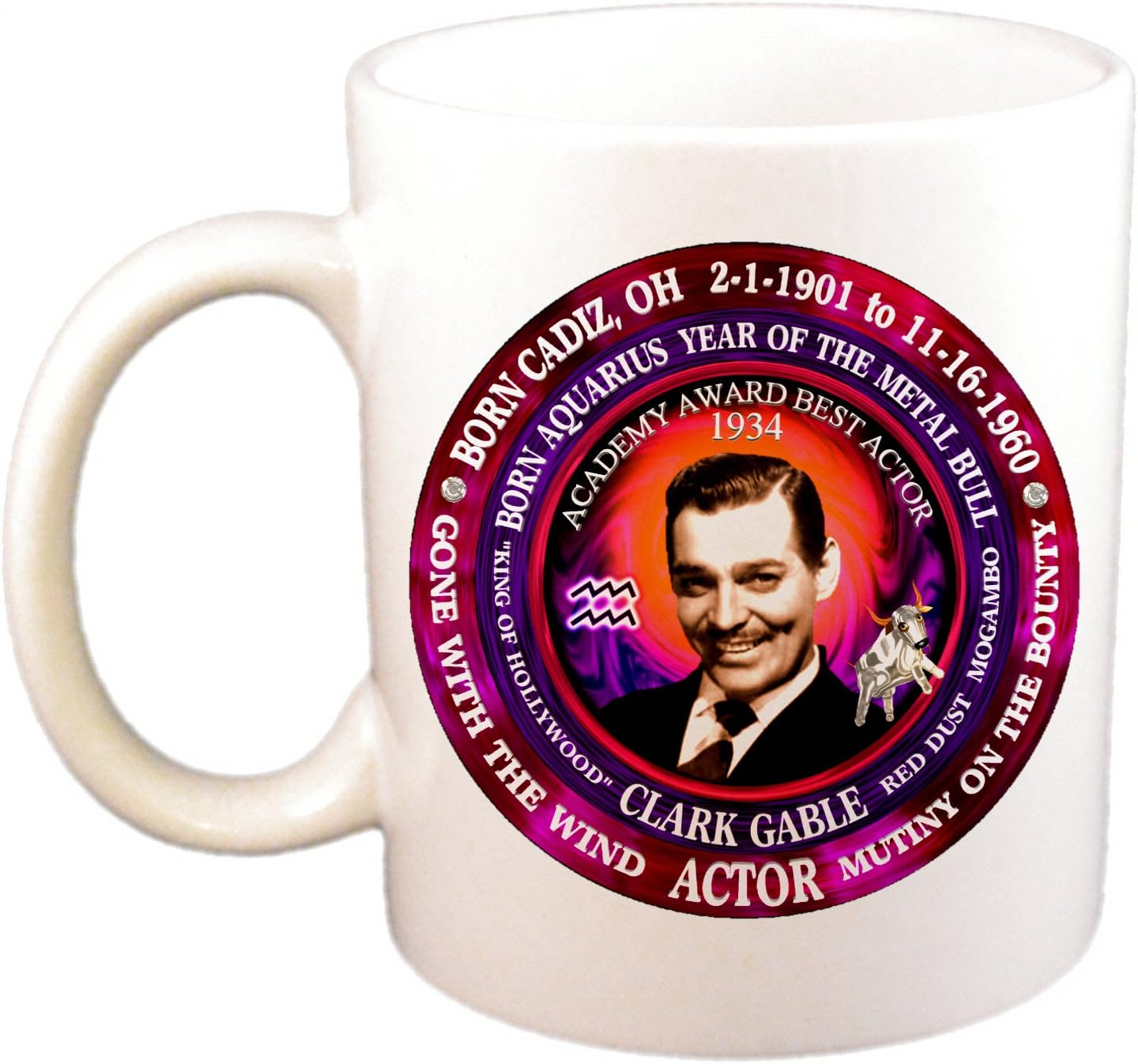 Clark Gable Actor Cup, Born Astrology Aquarius, Zodiac Year of Metal Bull