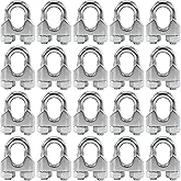 HEVERP 20PCS 1/8 Inches M3 Stainless Steel Wire Rope Cable Clip Clamp