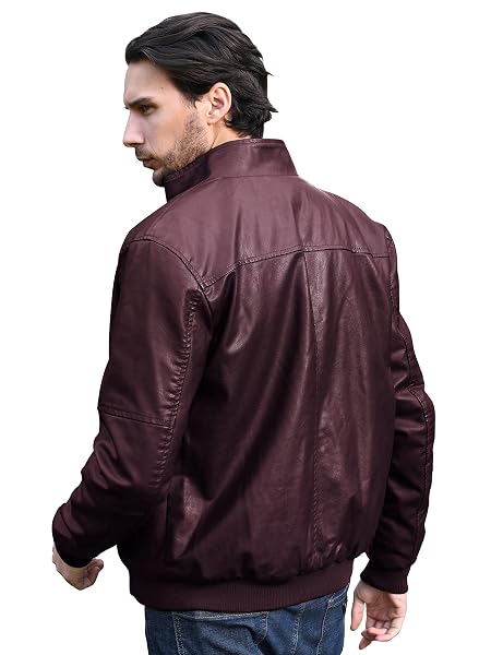WENVEN MEN’S FAUX FUR JACKET WINTER WARM COATS OUTWEAR WINE RED 2XL