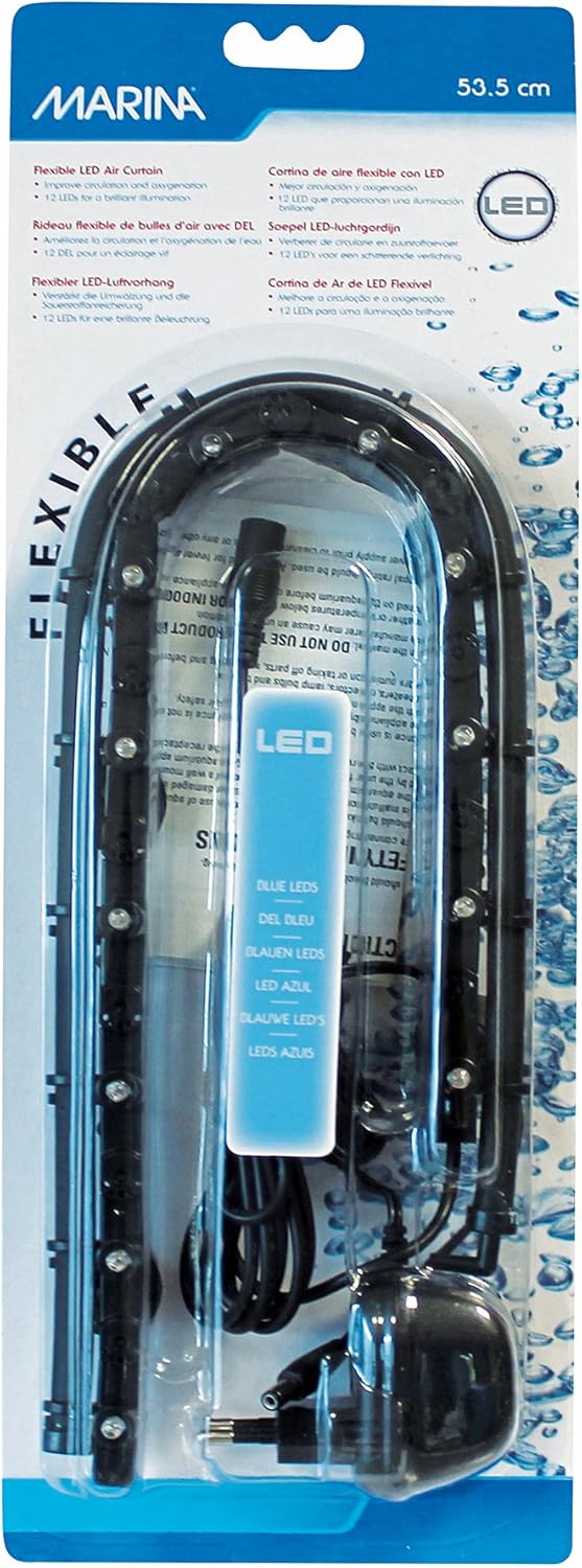 Marina LED Curtain Betta Aquarium Air Pump, 21-Inch, Blue