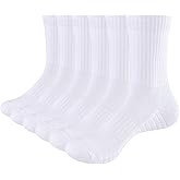 YUEDGE Mens Socks Moisture Wicking Cotton Training Athletic Cushioned Crew Socks Padded Anti Blister Work Socks For Men
