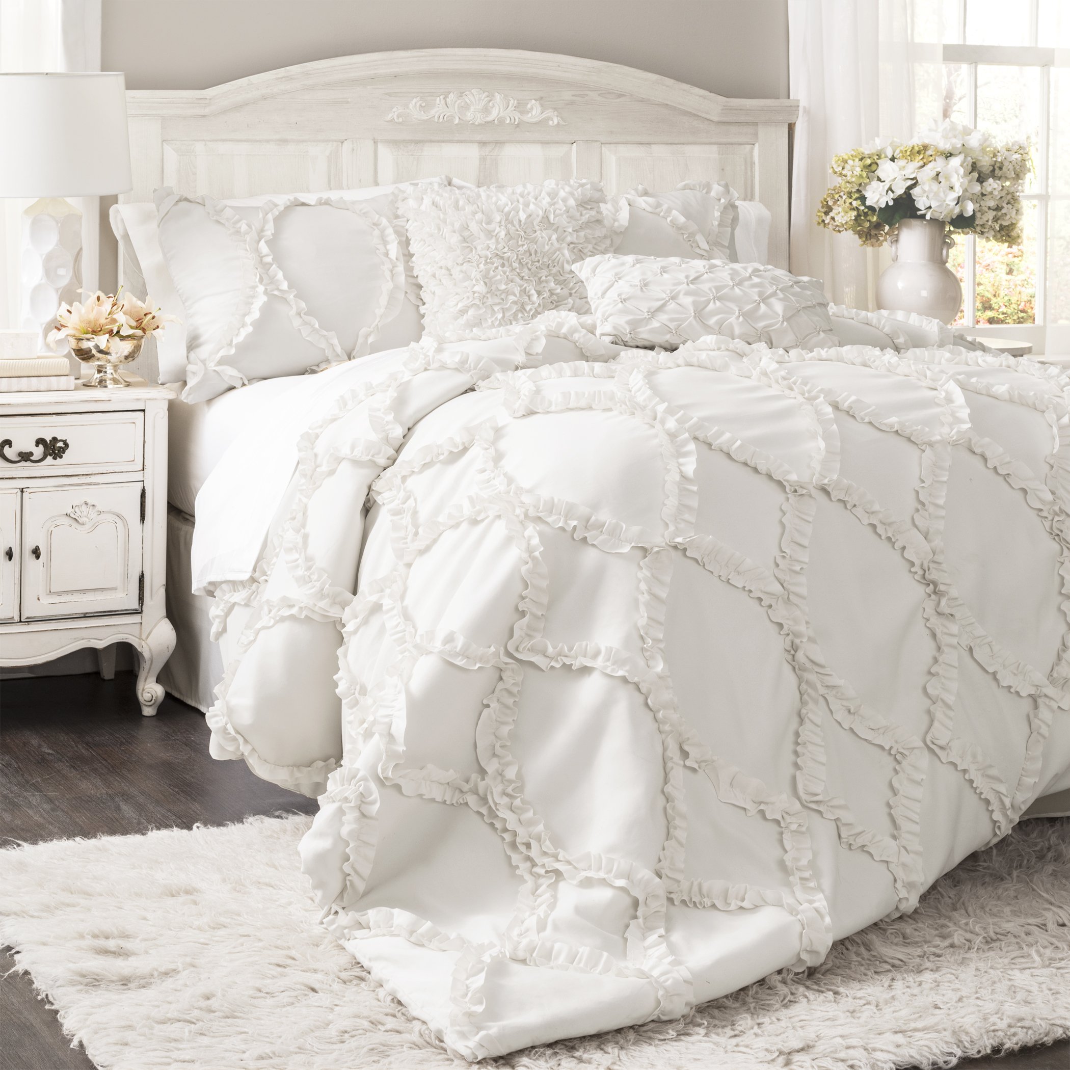 Lush Decor Avon 3-Piece Comforter Set King White 9 81scUK6oXOL