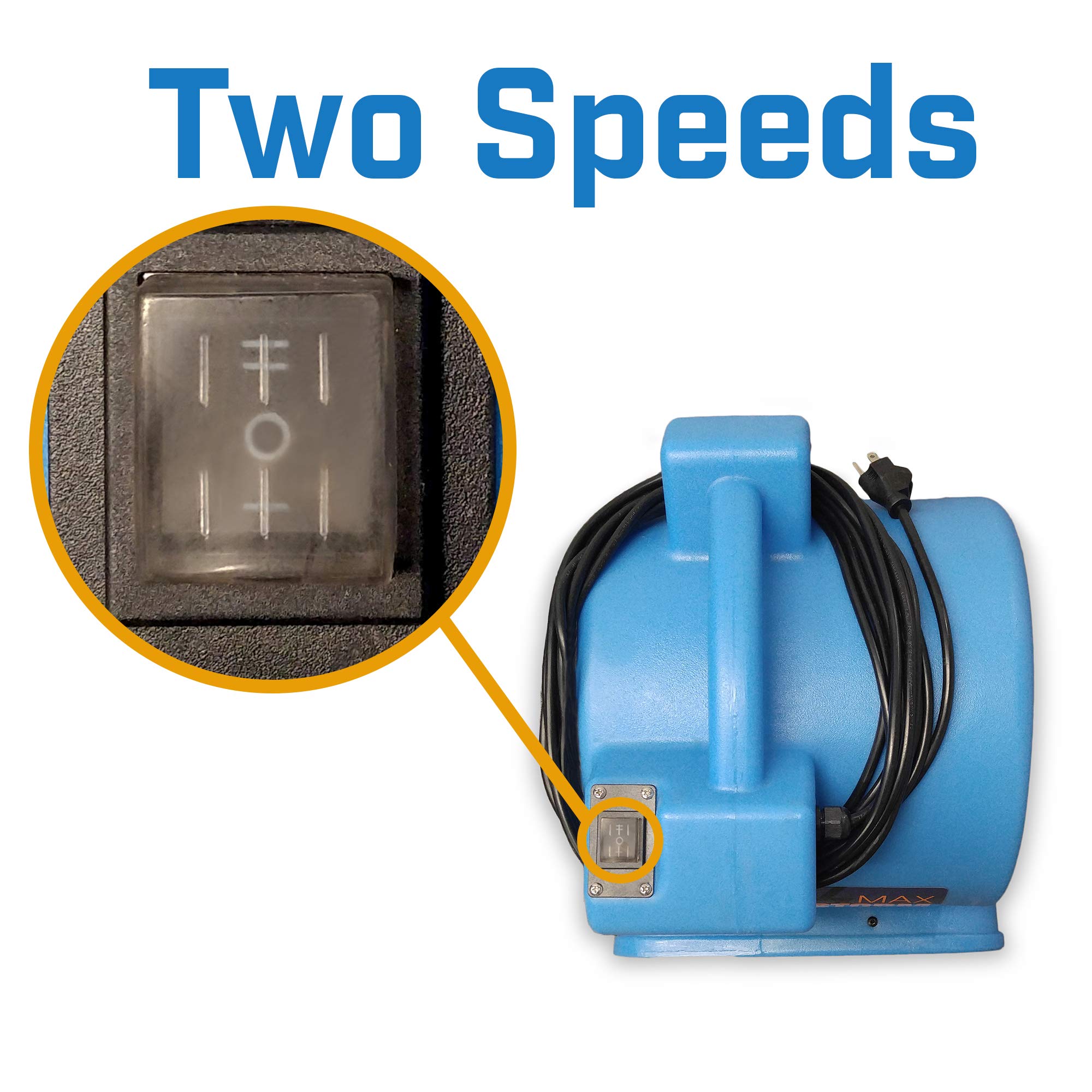 Max Storm 1/2 HP Durable Lightweight Air Mover Carpet Dryer Blower Floor Fan for Pro Janitorial Cleaner, Blue, 1 Pack