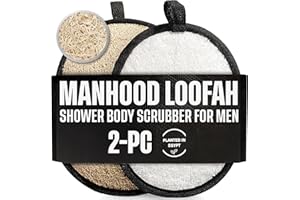 CraftsOfEgypt Natural Loofah Body Scrubber for Men, 2PCS Black & White Set – Egyptian Luffa Sponge Exfoliator for Shower, Bath & Body Care, Durable Men's Hygiene Pad, Gentle Skin Exfoliating Tool
