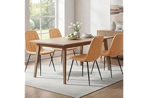 VASAGLE Set of 4 Dining Chairs, Dining Room Chairs, Metal Frame, Adjustable Feet, Easy to Clean, Glacier-Textured PU Leather,