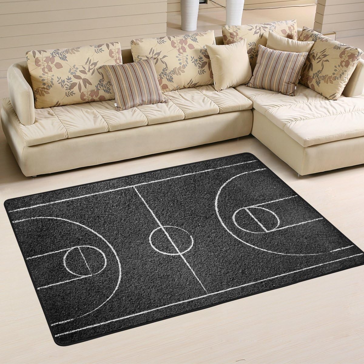LORVIES Street Basketball Court Area Rug Carpet Non-Slip Floor Mat Doormats for Living Room Bedroom 36 x 24 inches