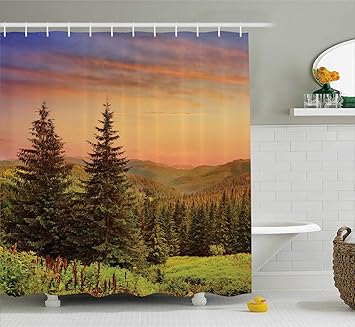 Amazon Com Ambesonne Forest Shower Curtain Heaven Like View With