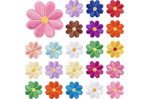 AUGSUN 30pcs Colorful Flowers Iron On Patches Daisy Flower Embroidered Sew Applique Repair Patch DIY Crafts for Clothing Jack