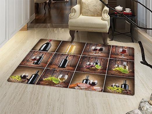 Amazon Com Wine Door Mats Area Rug Wine Themed Collage On Wooden