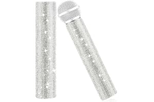 2 PCS Rhinestone Microphone Handle Cover Sticker Glitter Microphone Handle Sleeve Sticker Glitter Crystal Microphone Sleeve S