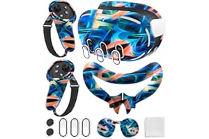 YRXVW Silicone Cover Set Compatible with Meta/Oculus Quest 3 Accessories, Controller Grips, VR Shell Cover, Facial Interface Cover, Protective Lens Cover, Tempered Glass Lens Caps, Not Fit Quest 3S