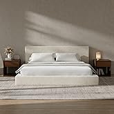 RECCI Cloud Upholstered King Bed Frame with Headboard, 5 Inch Foam Padded Platform, No Box Spring, Easy Assembly (Cream)