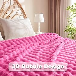 NEWCOSPLAY Twin Blanket for Couch Hot Pink Super