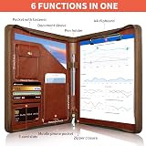 NEWYES Leather Zipper Conference Folder A4 Brown PU Portfolio Organizer view 3