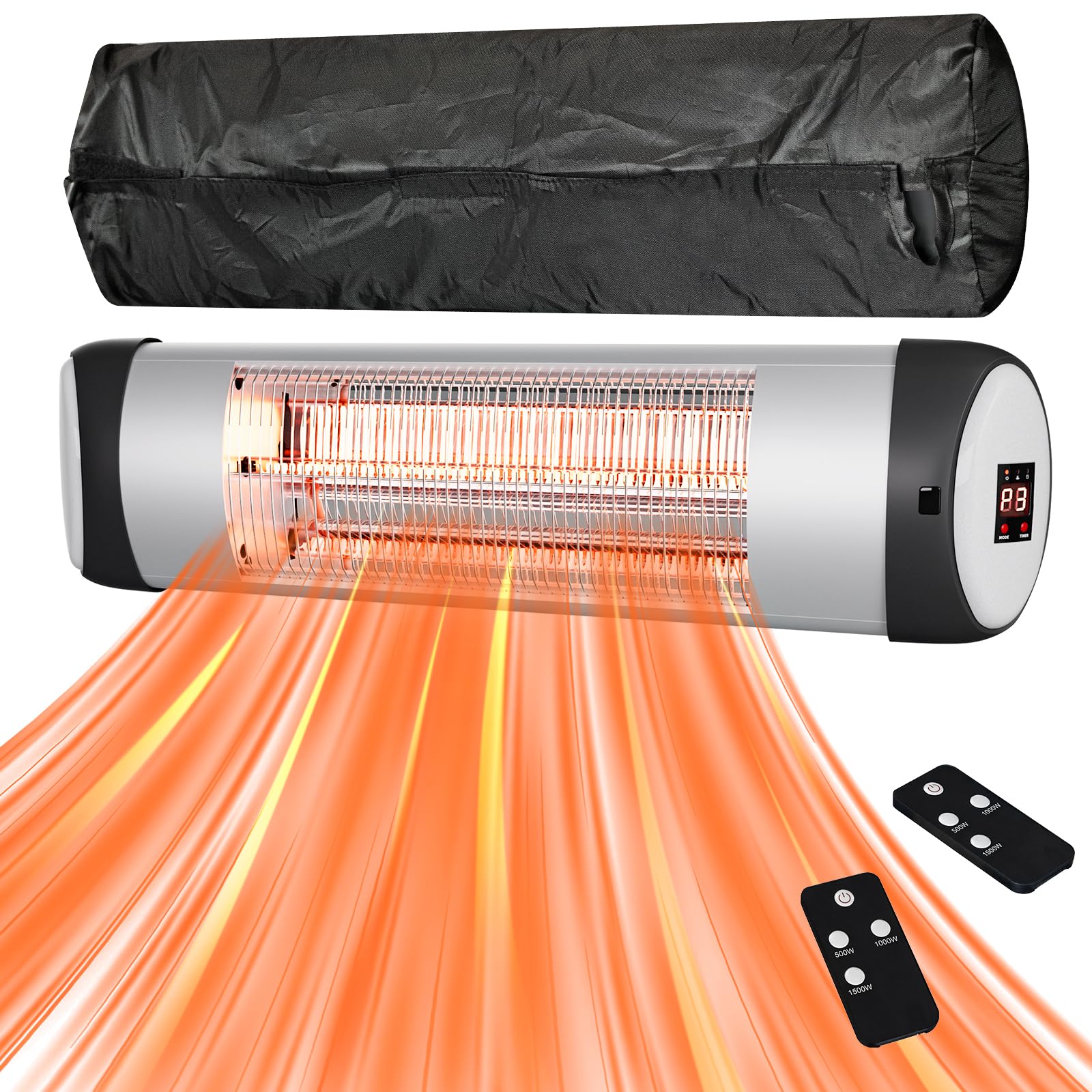 Photo 1 of Patio Heaters for Outdoor Use, 24H Timer, Outdoor Heater for Patio, Electric Patio Heater, 1500W Wall-Mounted Heater, Waterproof, 1s Heating Carbon Fiber Tube, for Backyard Gazebo Garage 2025 New