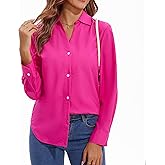 GDYCLUCK Women's Long Sleeve Blouses Wrinkle Free Button-Down Casual Dress Shirts for Women Fashion V Neck Tops