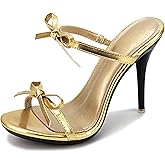 cthseie Women's Platform Heeled Sandals Strappy Stilettos Mules Open Toe Slip On Fashion Sexy Dress Cute Bowknot Backless High Heel Slides Heels Slippers