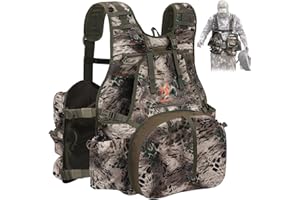 HUNTIT Turkey Vest with Seat Cushion and Game Pouch Adjustable Turkey Hunting Vest with Side Water Bottle Pockets (NSC MP)