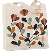 Perseverance Trade Aesthetic Embroidery Tote Bag for Lady Cute Reusable Canvas Shoulder Bag for Girls Women Shopping Grocery