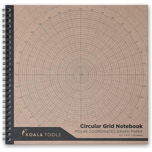 Polar graph paper: circular grid notebook (150 pages, 5-15-30 ...