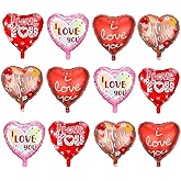 I Love You Balloons 18inch Red Heart Balloons Foil Love Balloon for Him/Her Wedding Anniversary Birthday Party Decoration 20Pcs