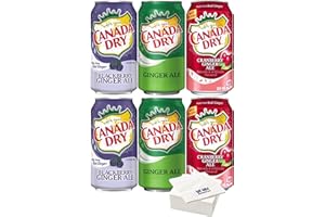 Canada Dry, 12oz Cans, Pack of 6 (Variety Pack) with Bay Area Marketplace Napkins
