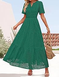ZESICA Women's 2025 Summer Short Sleeve Maxi Dress