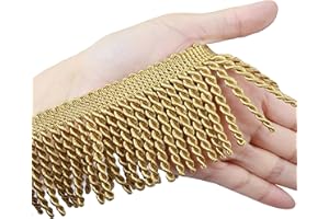 BEL AVENIR Bullion Fringe Trim Curtain Fringes 10 Yard x 2.5 Inches Sewing Fabric Trims DIY Decoration for Curtain Cushions Lampshades Clothes (Gold, 5 Yard)