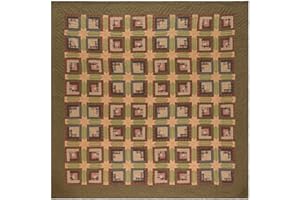VHC Brands Tea Cabin Luxury King Quilt 120Wx105L Log Cabin Country Rustic Lodge Design, Moss Green and Deep Red