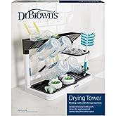 Dr. Brown's Drying Tower, Stand-Up Drying Rack, Countertop Baby Bottle Drying with Organized Storage for Baby Essentials, Spa