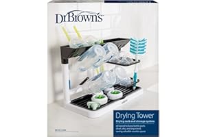 Dr. Brown’s™ Drying Tower, Stand-Up Drying Rack, Countertop Baby Bottle Drying with Organized Storage for Baby Essentials, Sp