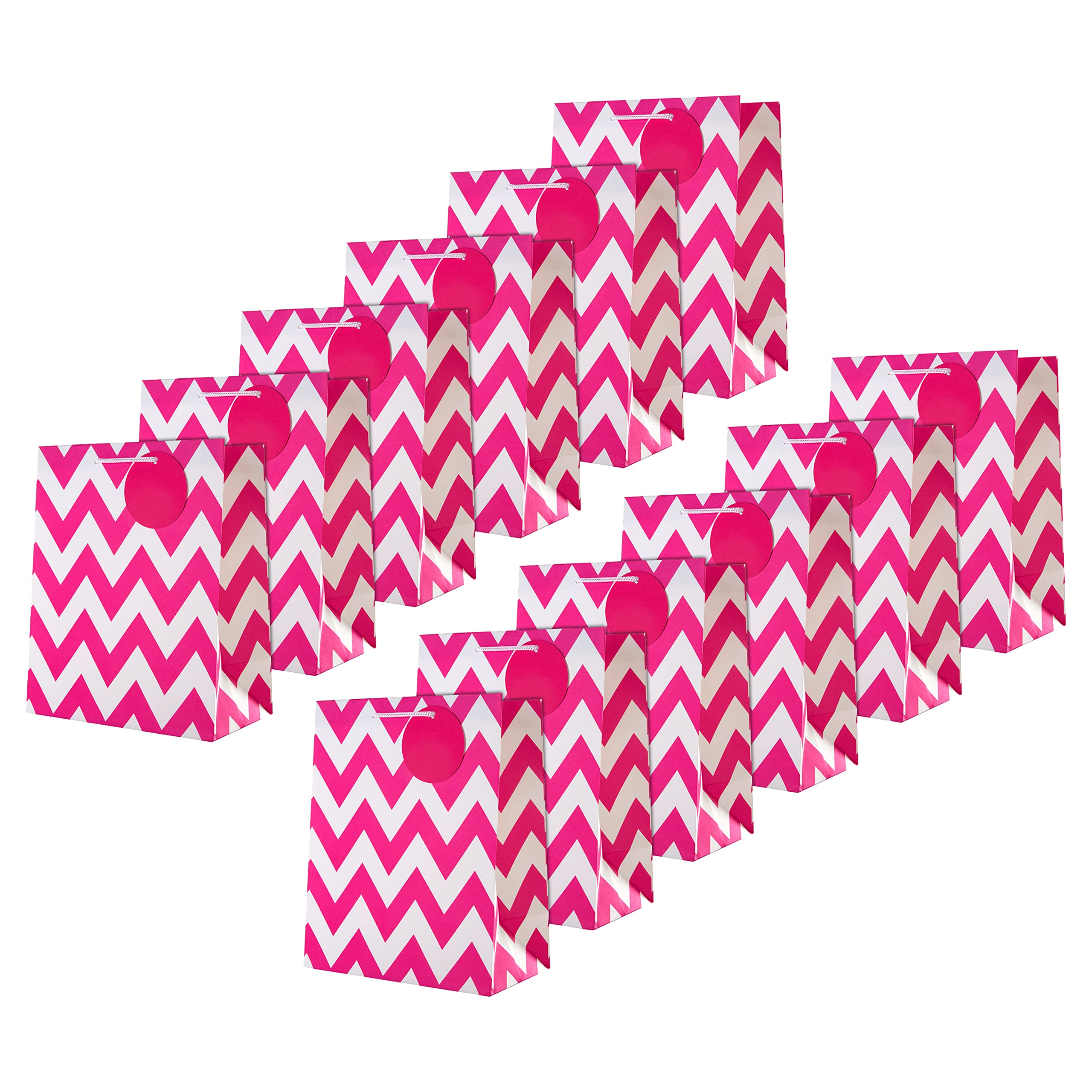 Hallmark Multi Occasion Gift Bags Bundle - 12 Medium Size Bags In 1 Contemporary Pink Design