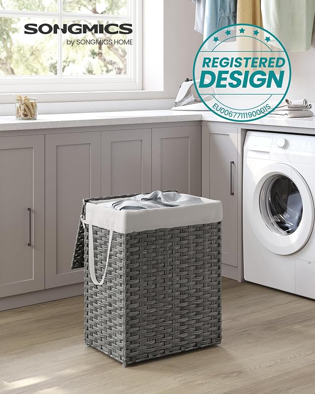 Cesta Portabiancheria da 90 L, con Coperchio, Pieghevole