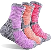 FEIDEER Hiking Walking Socks For Women, Multi-pack Outdoor Recreation Cotton Moisture Wicking Crew Socks