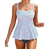DaiLiWei Tankini Swimsuits for Women Two Piece Bathing Suit Tummy Control Flowy Swim Top High Waisted Slimming Swimwear