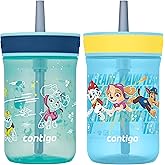 Contigo Leighton Kids Water Bottle, 2-Pack, 14oz, Paw Patrol, Spill-Proof, Dishwasher Safe Tumbler with Straw, Blue and Yellow