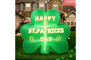 Boveco 4FT St. Patrick's Day Shamrock Inflatable Decorations Outdoor Lucky Blow Up Yard Decoration with Led Lights Saint Irish Outside Indoor Vacation Yard Garden Lawn Décor